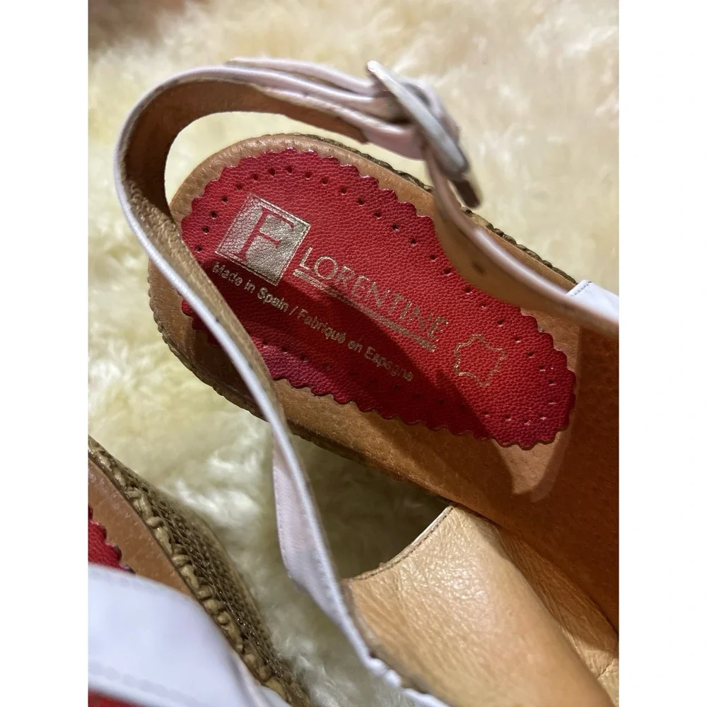 Florentine Peep Toe Bow Wedge‎ Espadrille Sandals, Size 10.5